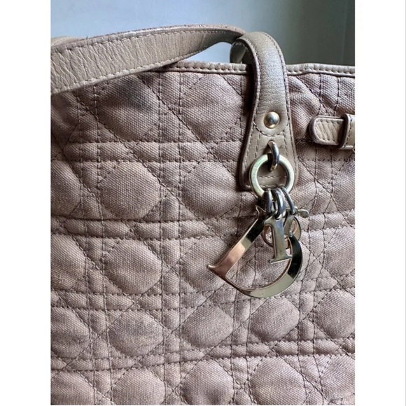 SOLD Dior  leather & coated canvas  Cannage Panarea  bag in Rosata pink / beige - Picture 2 of 10